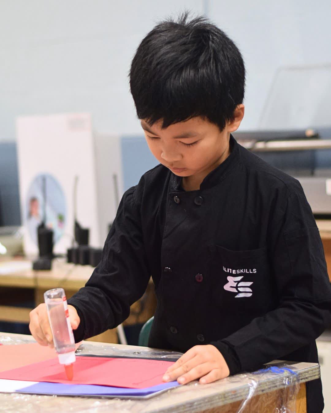 Student working on an art project