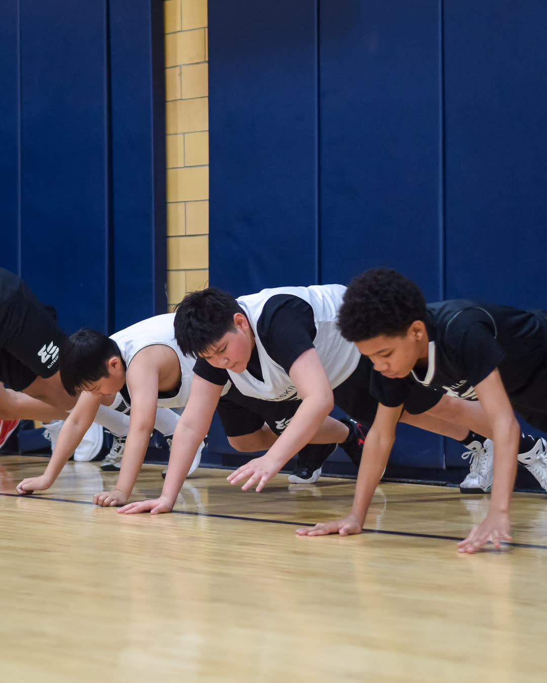 Campers in a conditioning drill